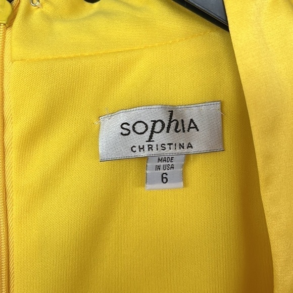 NWOT Sophia Christina Bright Yellow Dress Zippered Cap Sleeves Satiny - Picture 6 of 12